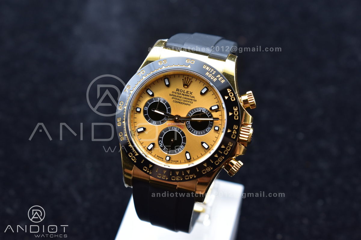 Daytona 116518 BTF 1:1 Best Edition YG/Black Dial on Oysterflex Rubber Strap SA4130